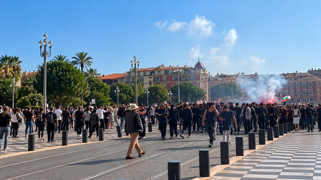 Manifestation non déclarée et violences urbaines dans le centre-ville de Nice, le 17 octobre 2026